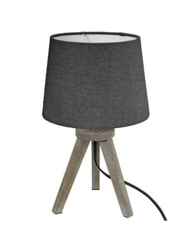 Lámpara de madera y trípodes mini gris.