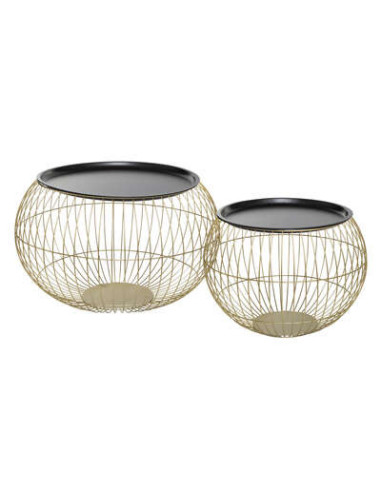 Mesa de metal de alambre dorado Alya x 2