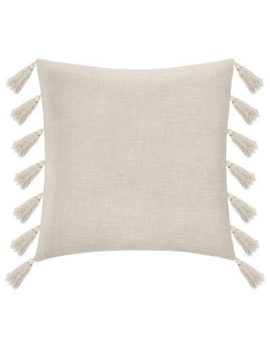 Cojín de borlas "gitano" marfil 50x50cm