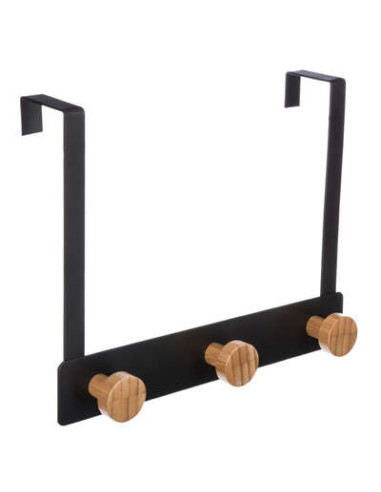 Gancho negro de bambú con 3 cabezas