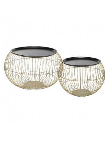 Mesa de metal de alambre dorado Alya x 2